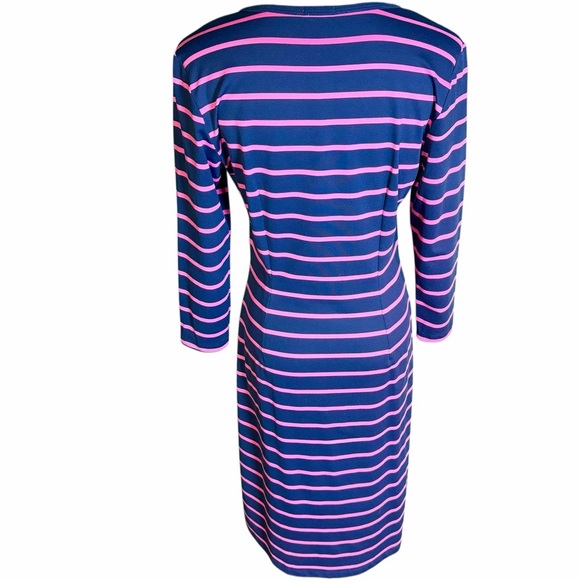 J. McLaughlin ‘Lynn’ Henley Dress in Navy Blue & Pink Stripe with Button Bust S - Picture 9 of 14